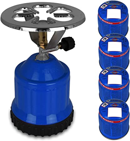 Campingkocher mit 4 Stechgaskartuschen 190g