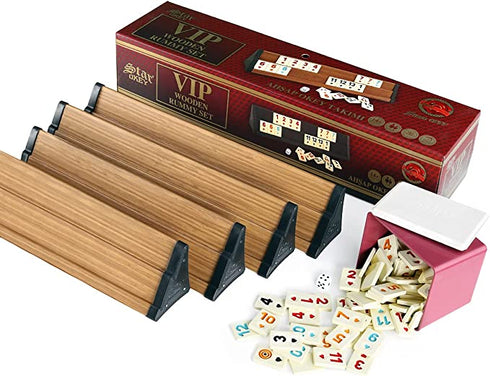 spar-home Premium VIP Okey Holz Wooden Rummy Set mit Melamin Steine AHSAP Okey TAKIMI