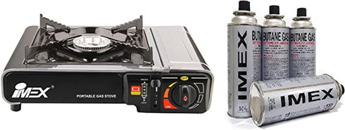 Imex Gaskocher mit Kartuschen Set im Tragekoffer Campingkocher Butan Gas